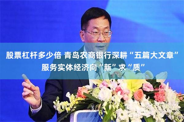 股票杠杆多少倍 青岛农商银行深耕“五篇大文章” 服务实体经济向“新”求“质”