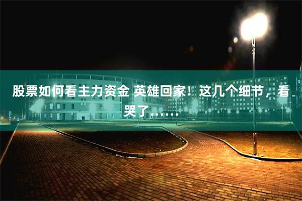股票如何看主力资金 英雄回家！这几个细节，看哭了……