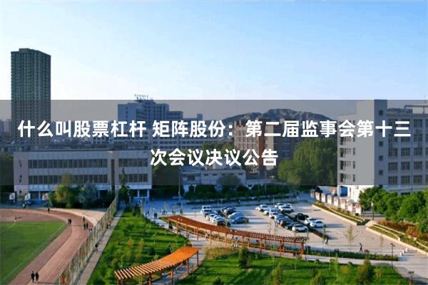 什么叫股票杠杆 矩阵股份：第二届监事会第十三次会议决议公告